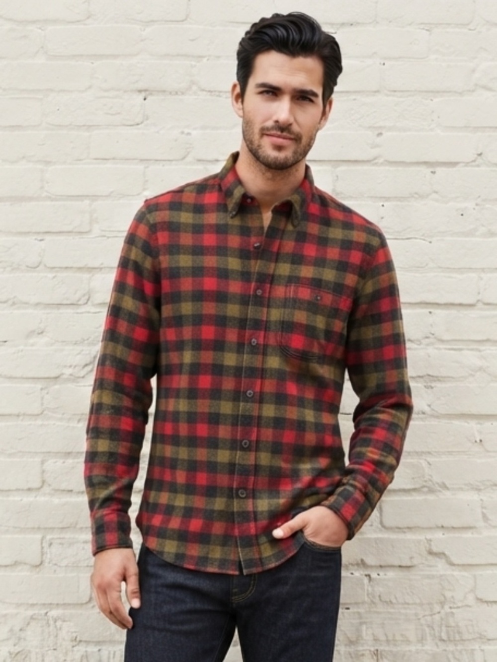 J.Crew Plaid Flannel Shirt Size XL Suede Elbow Patches Cotton Wool